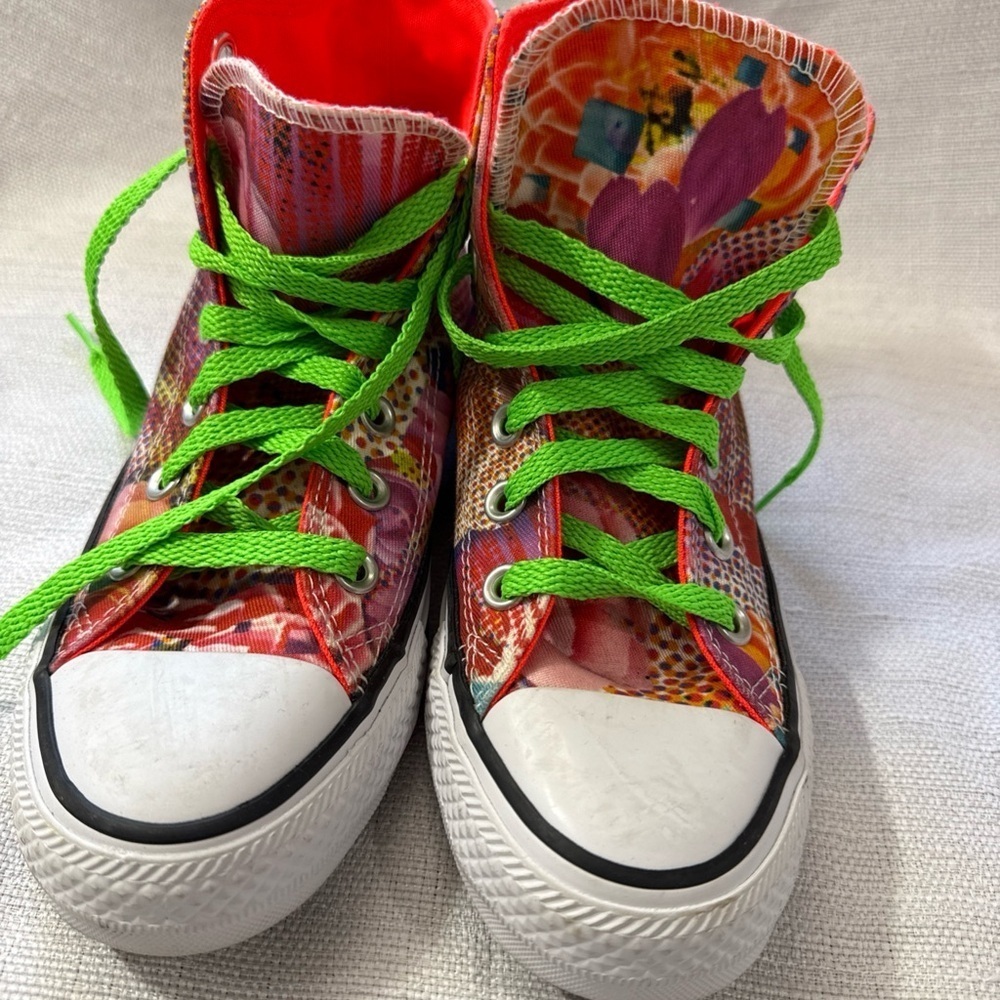 Converse High-Top Sneakers - Multicolor with Green Laces